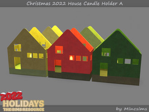 Sims 4 — Christmas 2022 House Candle Holder A by Mincsims — 5 swatches Basegame Compatible Functional Candle