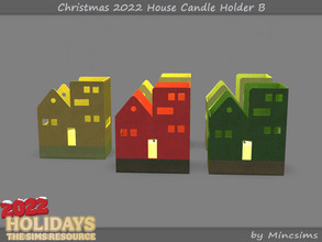 Sims 4 — Christmas 2022 House Candle Holder B by Mincsims — 5 swatches Basegame Compatible Functional Candle