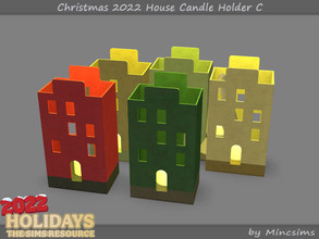 Sims 4 — Christmas 2022 House Candle Holder C by Mincsims — 5 swatches Basegame Compatible Functional Candle
