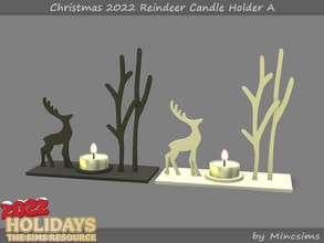 Sims 4 — Christmas 2022 Reindeer Candle Holder A by Mincsims — 2 swatches Basegame Compatible Functional Candle