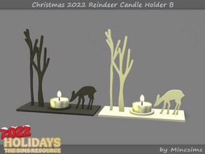 Sims 4 — Christmas 2022 Reindeer Candle Holder B by Mincsims — 2 swatches Basegame Compatible Functional Candle