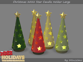 Sims 4 — Christmas 2022 Star Candle Holder Large by Mincsims — 5 swatches Basegame Compatible Functional Candle
