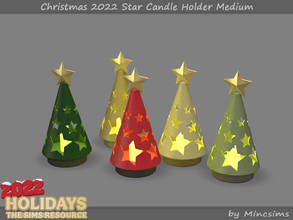 Sims 4 — Christmas 2022 Star Candle Holder Medium by Mincsims — 5 swatches Basegame Compatible Functional Candle