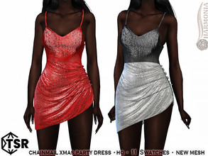 Sims 4 — Chainmail Xmas Party Dress by Harmonia — New Mesh All Lods 11 Swatches HQ Please do not use my textures. Please