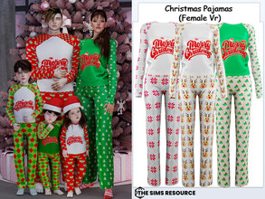 Sims 4 — Christmas Pajamas (Female) by couquett — Christmas Pajamas For your Female avaible for gilr - 6 swatches - new
