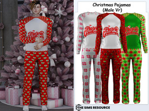 Sims 4 — Christmas Pajamas (Male) by couquett — Christmas Pajamas For your Male - 7 swatches - new mesh - HQ mod