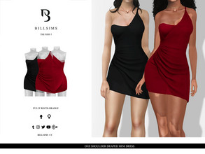 Sims 3 — One Shoulder Draped Mini Dress by Bill_Sims — This dress features an asymmetric neckline with a single shoulder