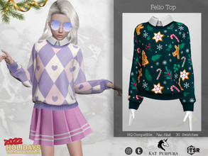 Sims 4 — Felio Top by KaTPurpura — Long-sleeved wool sweater with shirt collar