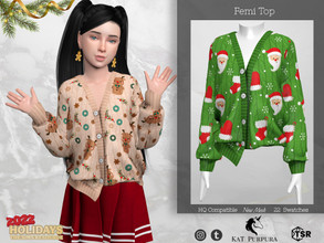Sims 4 — Femi Top by KaTPurpura — Long-sleeved wool sweater with open chest buttons