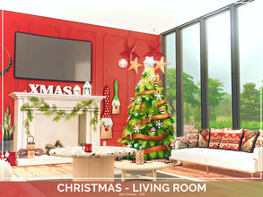 Sims 4 — Christmas Living room - TSR Only CC by Mini_Simmer — Room type: Living room Size: 6x6 Price: $13,224 Wall