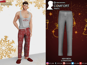 Sims 4 — Comfort (Pants) by Beto_ae0 — Cotton pants, with some Christmas prints - 12 colors - New Mesh - All Lods - All