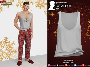 Sims 4 — Comfort (Top V1) by Beto_ae0 — Cotton shirt, with some Christmas prints - 13 colors - New Mesh - All Lods - All