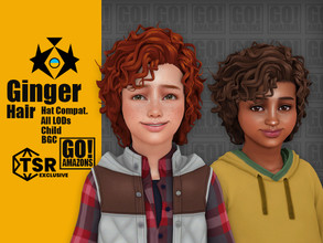 Sims 4 — Ginger Hair by GoAmazons — >Base game compatible hairstyle >Hat compatible >Child (both frames) >24