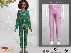 Sims 4 — Ferris Pants by KaTPurpura — Wool trousers with laces and elastic waist