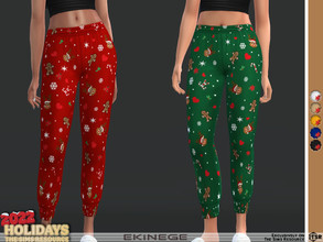 Sims 4 — Christmas Pajamas Set - Bottom - Set31-2 by ekinege — Women's pajama bottom features a soft elastic waistband, a