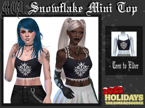 Sims 4 — Snowflake Mini Top by MaruChanBe2 — Cute mini top with snowflake and snowflake lace <3