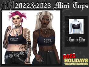 Sims 4 — 2022 & 2023 Mini Tops by MaruChanBe2 — Happy New Year!! <3 Here two mini tops with years 2022 and 2023.