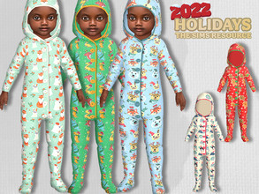 Sims 4 — Toddler Christmas Pajamas by Pelineldis — Five cute pajamas with Christmas related prints.