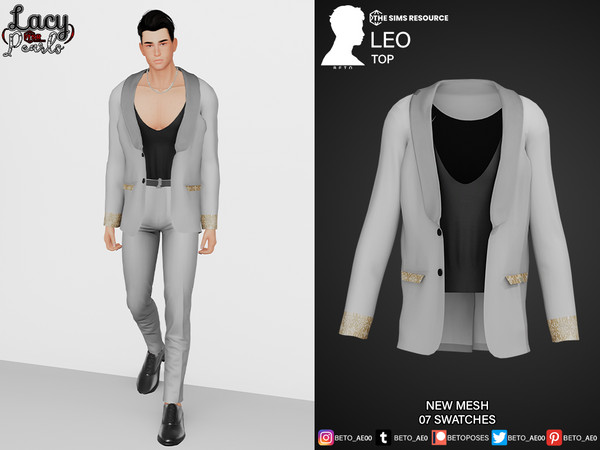Sims 4 — Leo (Top) LacyPearls by Beto_ae0 — Elegant open top, Enjoy it - 07 colors - New Mesh - All Lods - All maps
