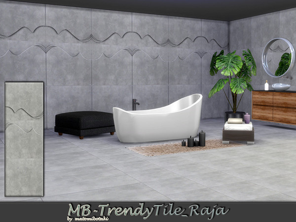 Sims 4 — MB-TrendyTile_Raja by matomibotaki — MB-TrendyTile_Raja Elegant tile set with 5 coordinated items. 3 walls in