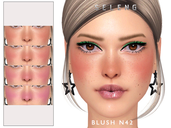 Sims 4 — Blush N42 by Seleng — Blush with freckles has 10 colours and HQ compatible. Allowed for teen, young adult, adult