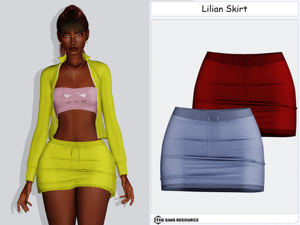 Sims 4 — Lilian Skirt by couquett — Skirt for your female sims - 13 swatches - new mesh - HQ mod Compatible - Custom