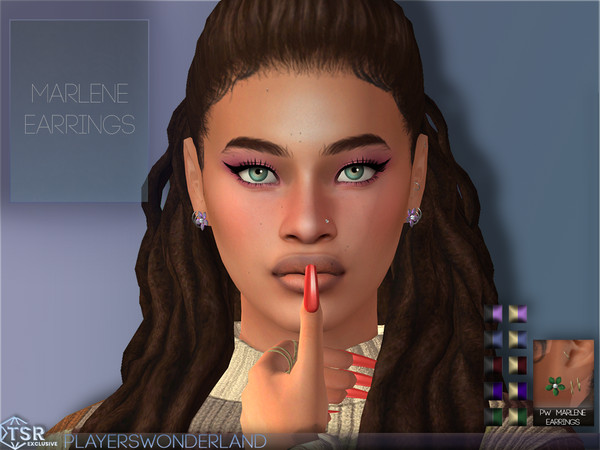 Sims 4 — Marlene Earrings by PlayersWonderland — A cute set of flower and small hoop earrings. Specs - 10 Swatches -