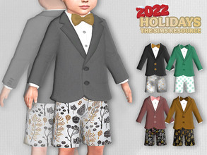 Sims 4 — Toddler Holiday Luxe Suite by Pelineldis — Five cool suits with Christmas related prints.