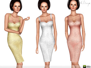Sims 3 — Sequin Knit Dress by ekinege — A sleeveless sequin knit dress featuring a sweetheart neckline, ribbed shoulder