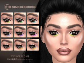 Sims 4 — Eyeliner 17 (HQ)  by Caroll912 — A 9-swatch black and white graphic eyeliner with neon shadow accent in shades
