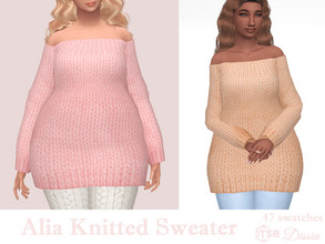 Sims 4 — Alia Knitted Sweater by Dissia — Comfortable knitted bare shoulders oversized sweater ;) Available in 47