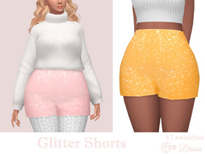 Sims 4 — Glitter Shorts by Dissia — High waist shiny shorts Available in 47 swatches