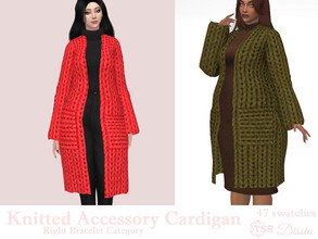 Sims 4 — Knitted Accessory Cardigan by Dissia — Big and warm long knitted cardigan with pockets Available in 47 swatches
