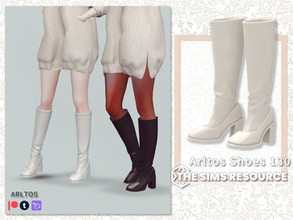 Sims 4 — Glossy leather boots / 130 by Arltos — 8 colors. HQ compatible.