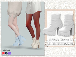 Sims 4 — Short leather boots / 131 by Arltos — 10 colors. HQ compatible.