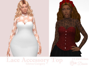 Sims 4 — Lace Accessory Top by Dissia — Long sleeves turtleneck lace accessory top Available in 14 swatches (7 patterns,