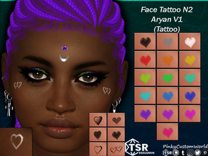 Sims 4 — Face Tattoo N2 - Aryan V1 (Tattoo) by PinkyCustomWorld — Cute heart face tattoos for both sides. Comes in 6
