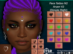 Sims 4 — Face Tattoo N2 - Aryan V2 (Dimple Right) by PinkyCustomWorld — Cute heart face tattoos for right side. Comes in
