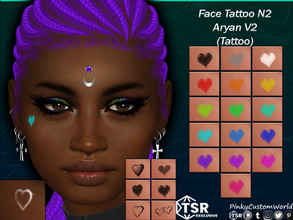Sims 4 — Face Tattoo N2 - Aryan V2 (Tattoo) by PinkyCustomWorld — Cute heart face tattoos for right side. Comes in 6