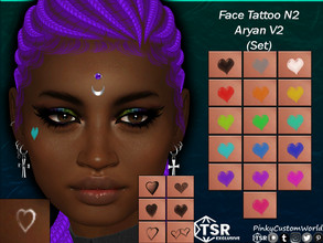 Sims 4 — Face Tattoo N2 - Aryan V2 (Set) by PinkyCustomWorld — Cute heart face tattoos for right side. Comes in 6