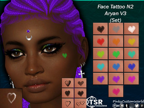 Sims 4 — Face Tattoo N2 - Aryan V3 (Set) by PinkyCustomWorld — Cute heart face tattoos for left side. Comes in 6