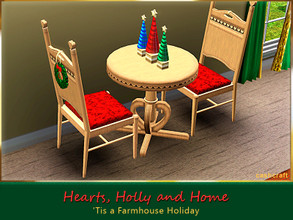 Sims 3 — Hearts, Holly and Home Dining Table Small by Cashcraft — A small round traditional dining table with a heart