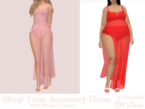 Sims 4 — Sleep Time Accessory Dress by Dissia — Long transparent dress with slit on side Available in 47 swatches Right