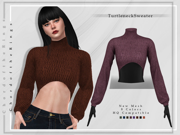 Sims 4 — TurtleneckSweater T-342 by ChordoftheRings — - 8 Colors - New Mesh (All LODs) - All Texture Maps - HQ Compatible