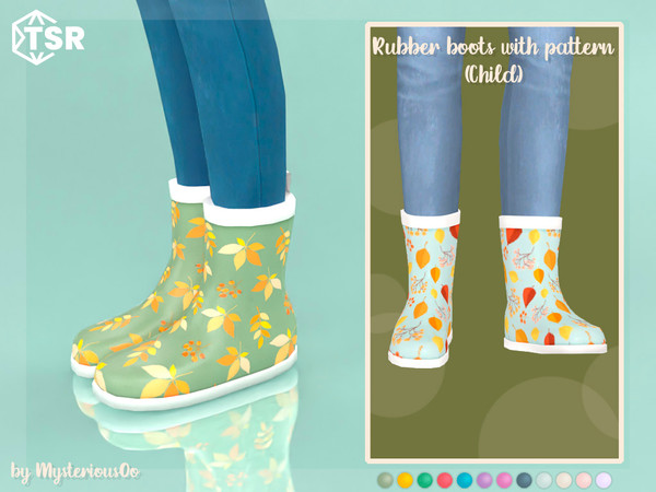 Sims 4 — Rubber boots with pattern Child by MysteriousOo — Rubber boots with pattern for kids in 12 colors
