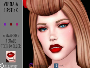 Sims 4 — Vinnaia Lipstick by Reevaly — 4 Swatches. Teen to Elder. Female. Base Game compatible. Please do not reupload.