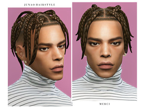 Sims 4 — Junao Hairstyle by -Merci- — New Maxis Match Hairstyle for Sims4. -24 EA Colours. -For male, teen-elder. -Base