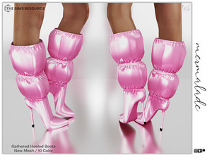 Sims 4 — Gathered Heeled Boots (Recolor) by mermaladesimtr — New Mesh 10 Swatches All Lods Teen to Elder For Female -No