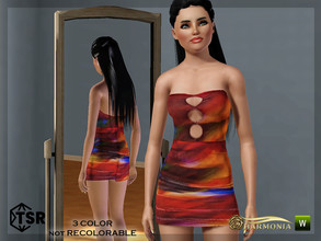 Sims 3 — Bandeau Keyhol Dress 389 by Harmonia — 3 color not Recolorable Please do not use my textures. Please do not