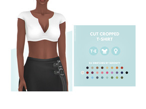 Sims 4 — Cut Cropped T Shirt by simcelebrity00 — Hello Simmers! A form fitting casual top is never a bad choice when your